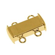 Polished magnet clasp for two chain rows 925/- gold-plated