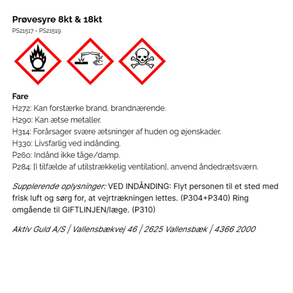 Test acid, 18 kt. 