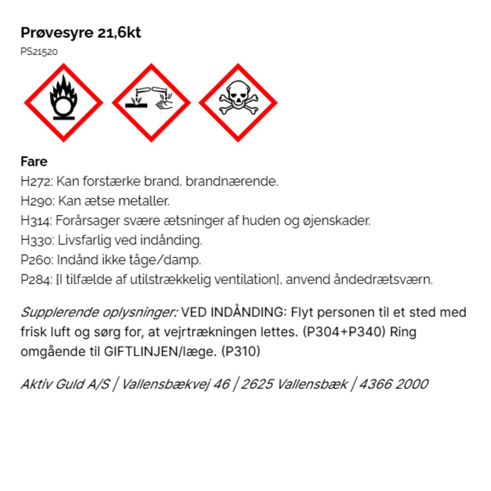 Test acid, 21.6 kt. 