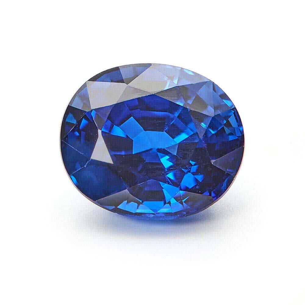 Blå safir, oval facet, 5,90 x 5,00 mm 