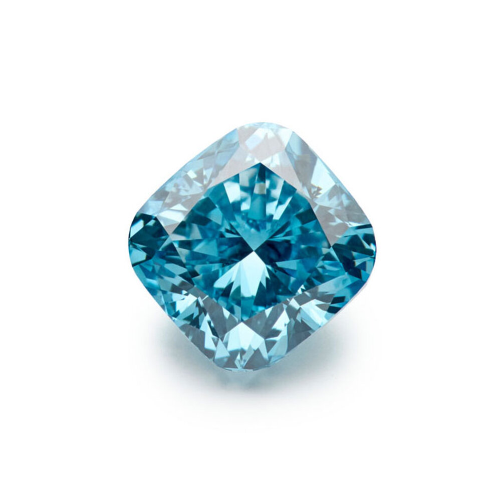 Blå behandlet cushion 1,25 ct  