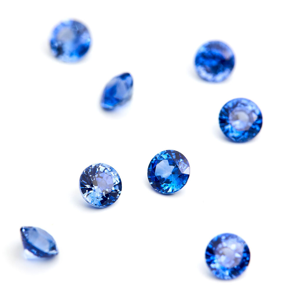 Blå safir, briljantslip ceylon, Ø 4,00 mm 