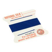 Silk bead cord, 100% natural silk, blue, 2m