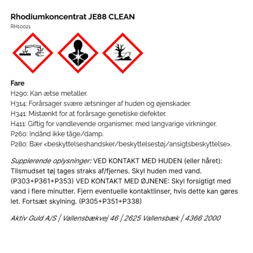 Rhodium concentrate JE88 CLEAN, Jentner 