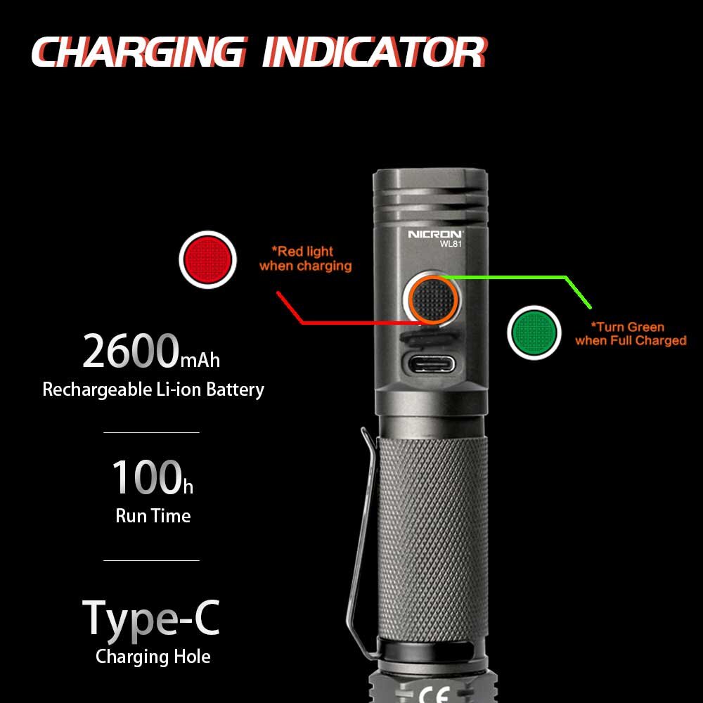 Mini flashlight LED with magnet and twist function, rechargeable 