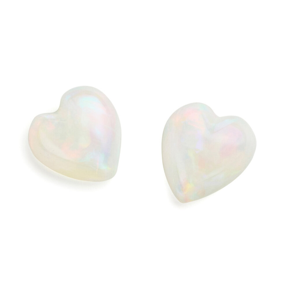White opal, heart-shaped cabochon, 4.80 x 4.50 mm 