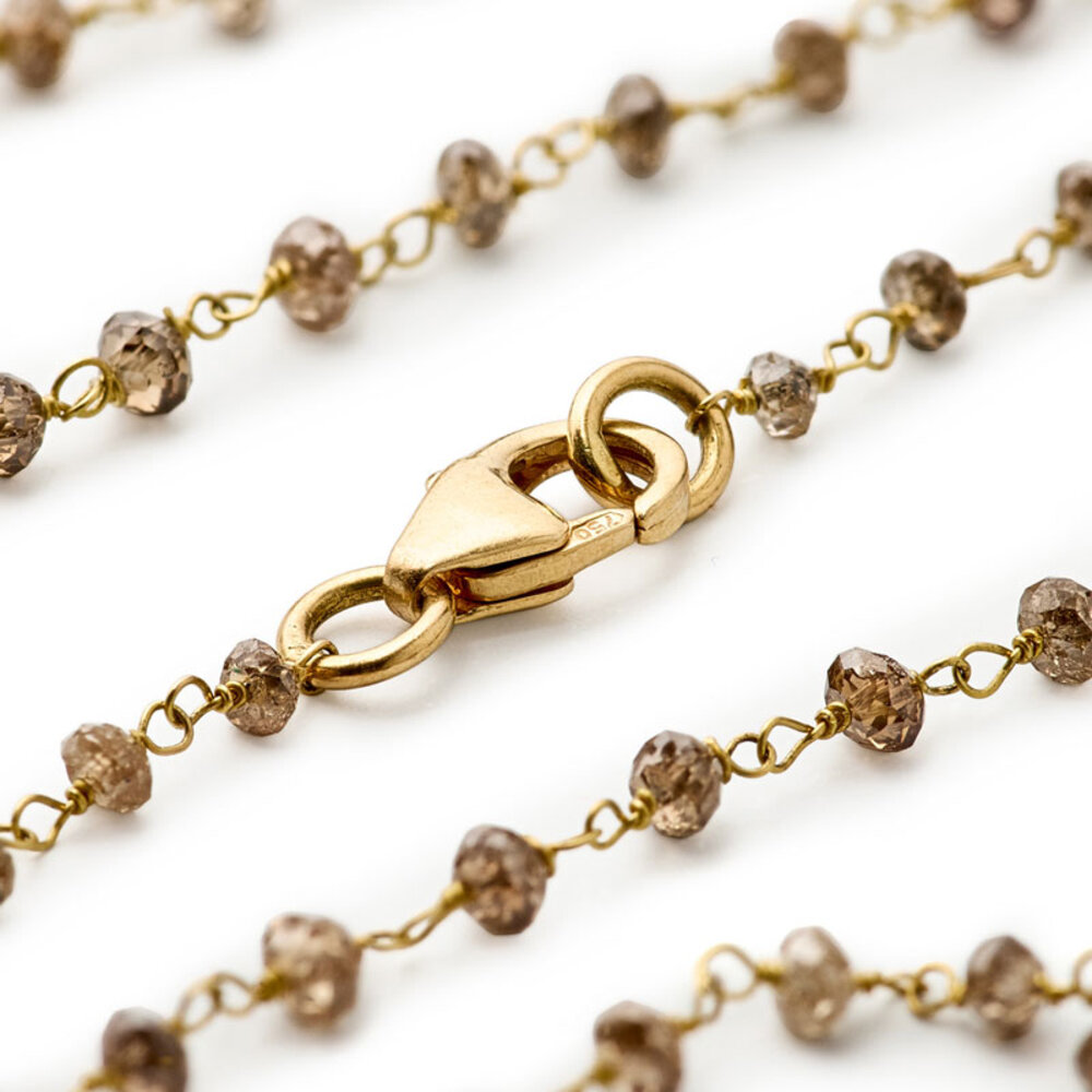 Brown raw diamonds necklace, 6.76 carat 