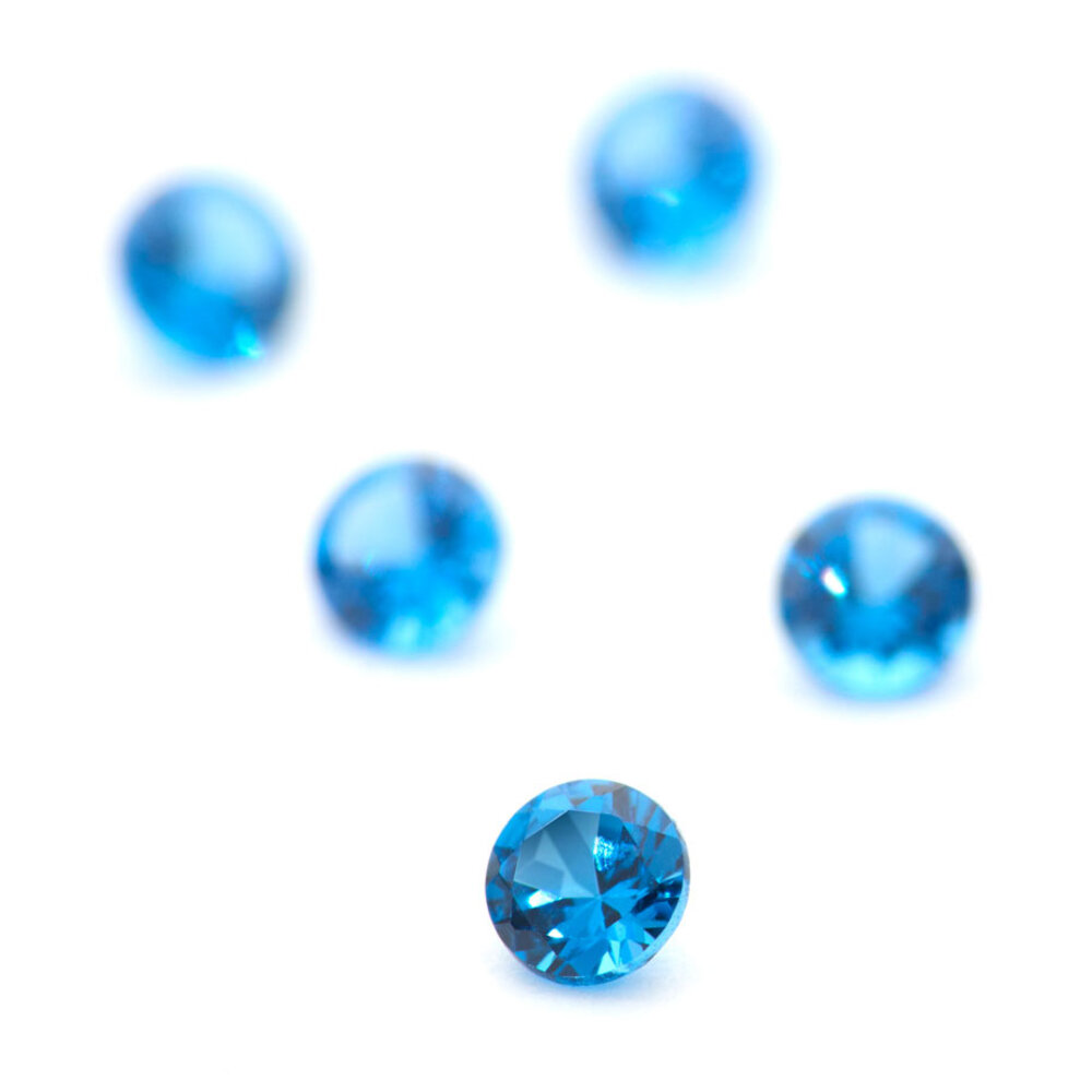 Synthetic blue cubic zirconia, round diamond cut 