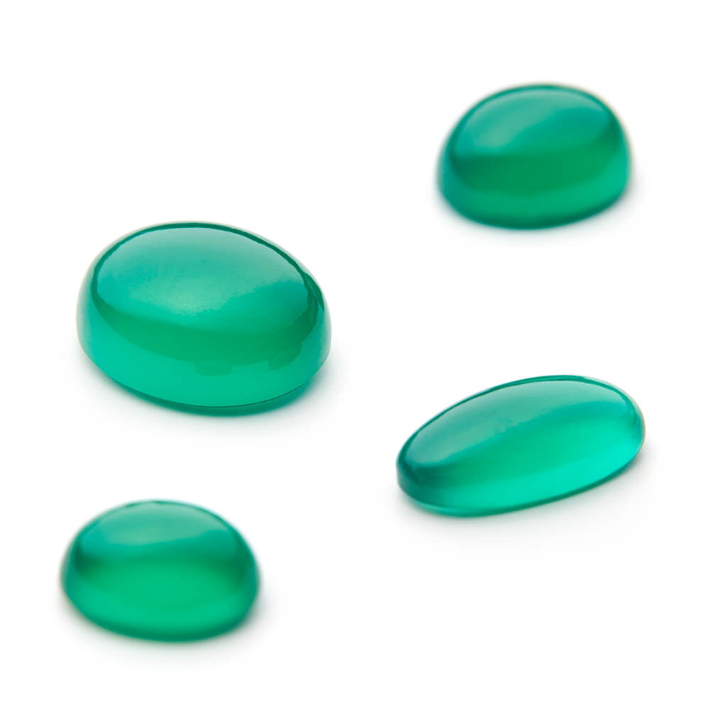Grøn Agat, oval cabochon  