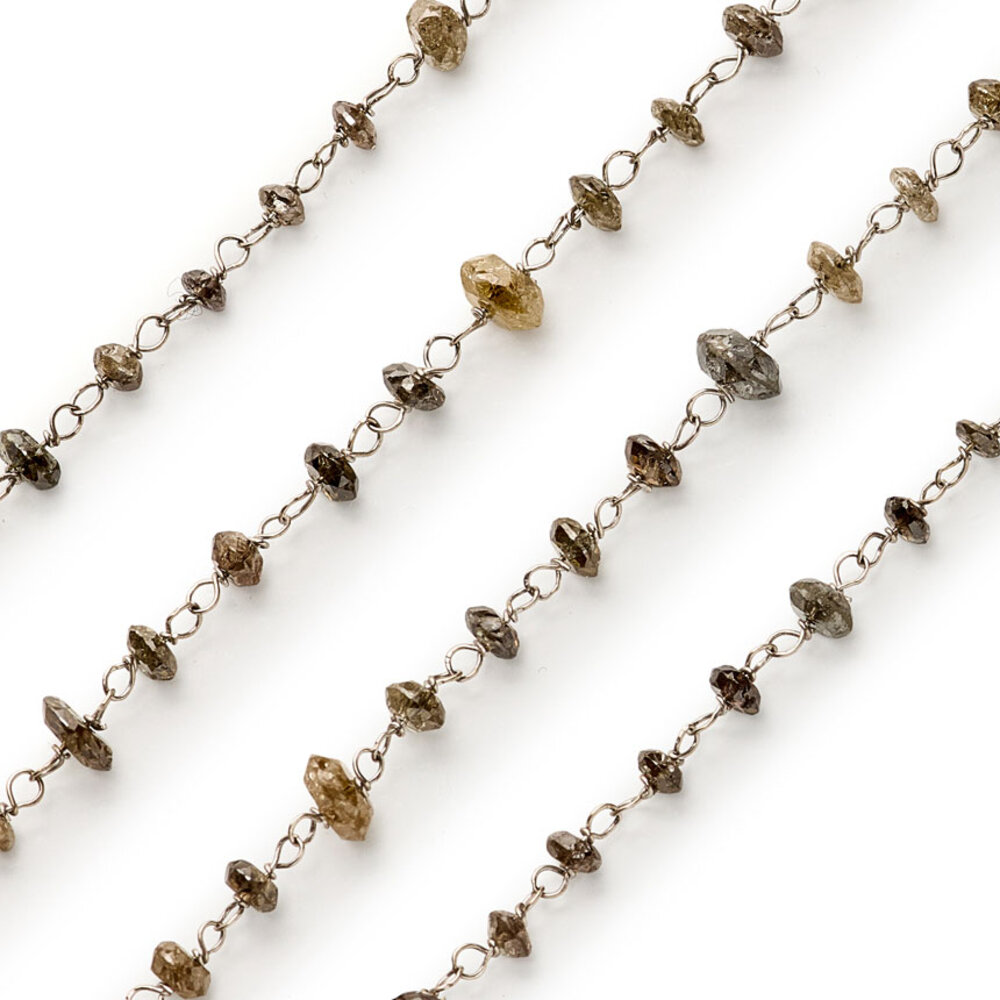 Brown raw diamond necklace, 27.03 carat 