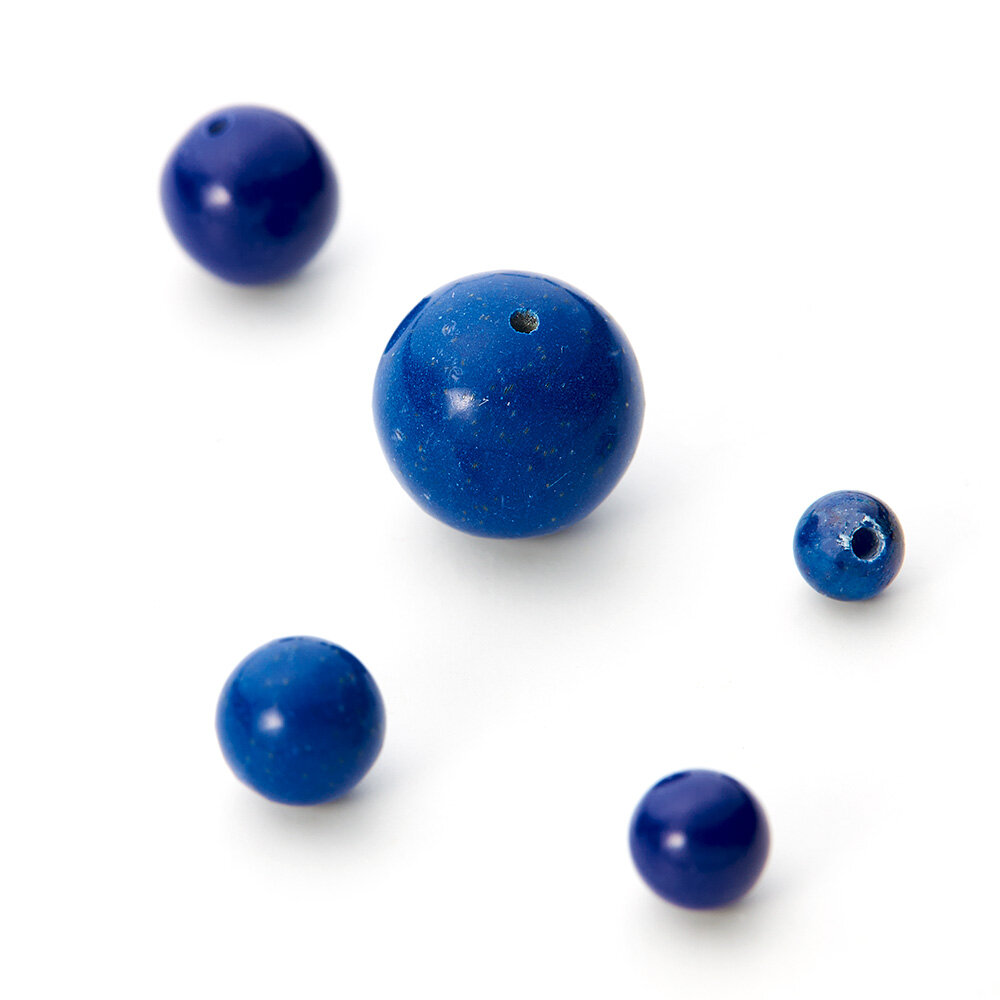 Lapis, ball, half-drilled  