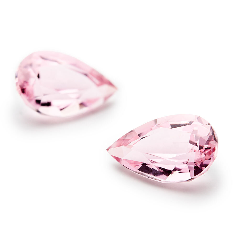 Tourmaline, pink, drop-shaped diamond cut, 8.90 x 5.50 mm (pair) 