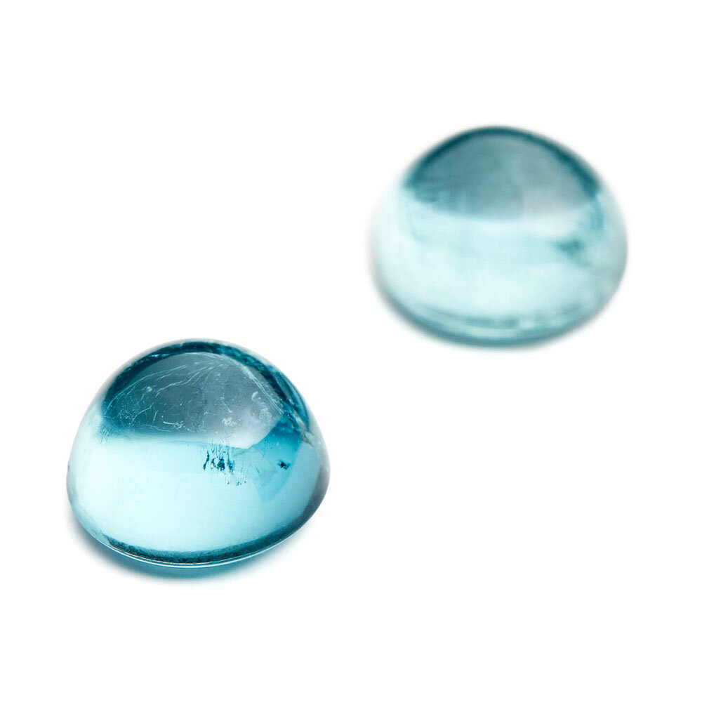 Turmalin, blågrön, rund cabochon, 7,00 mm 