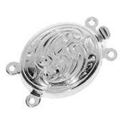 Collierlås med antik mönster, 2 kedjarader, oval 925/-