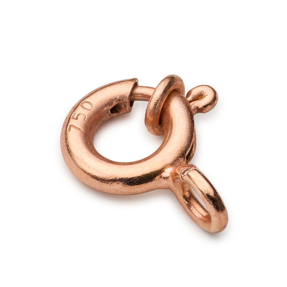 Spring ring with bolt 750/- red gold 