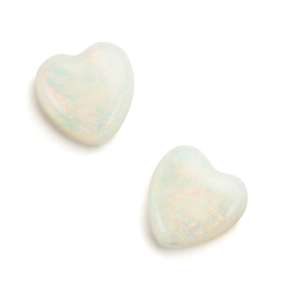 White opal, gemstone, heart-shaped