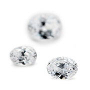 Synthetic white cubic zirconia, oval diamond cut