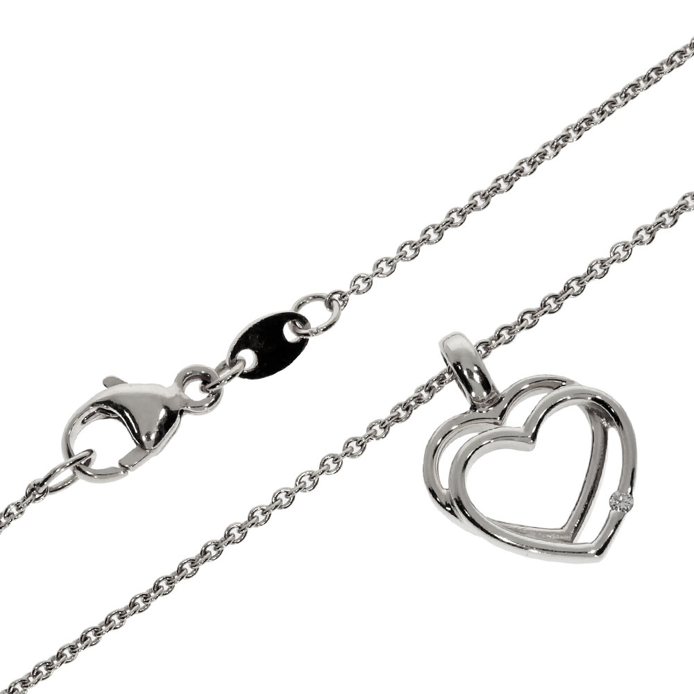 Necklace trace with heart-shaped pendant 585/- white gold 