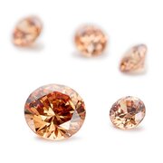 Synthetic champagne coloured cubic zirconia, round diamond cut