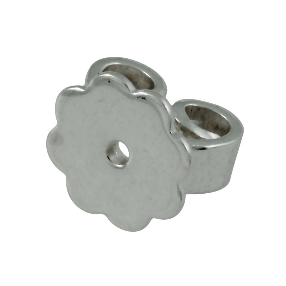 Heavy ear nut with plate 585/- white gold