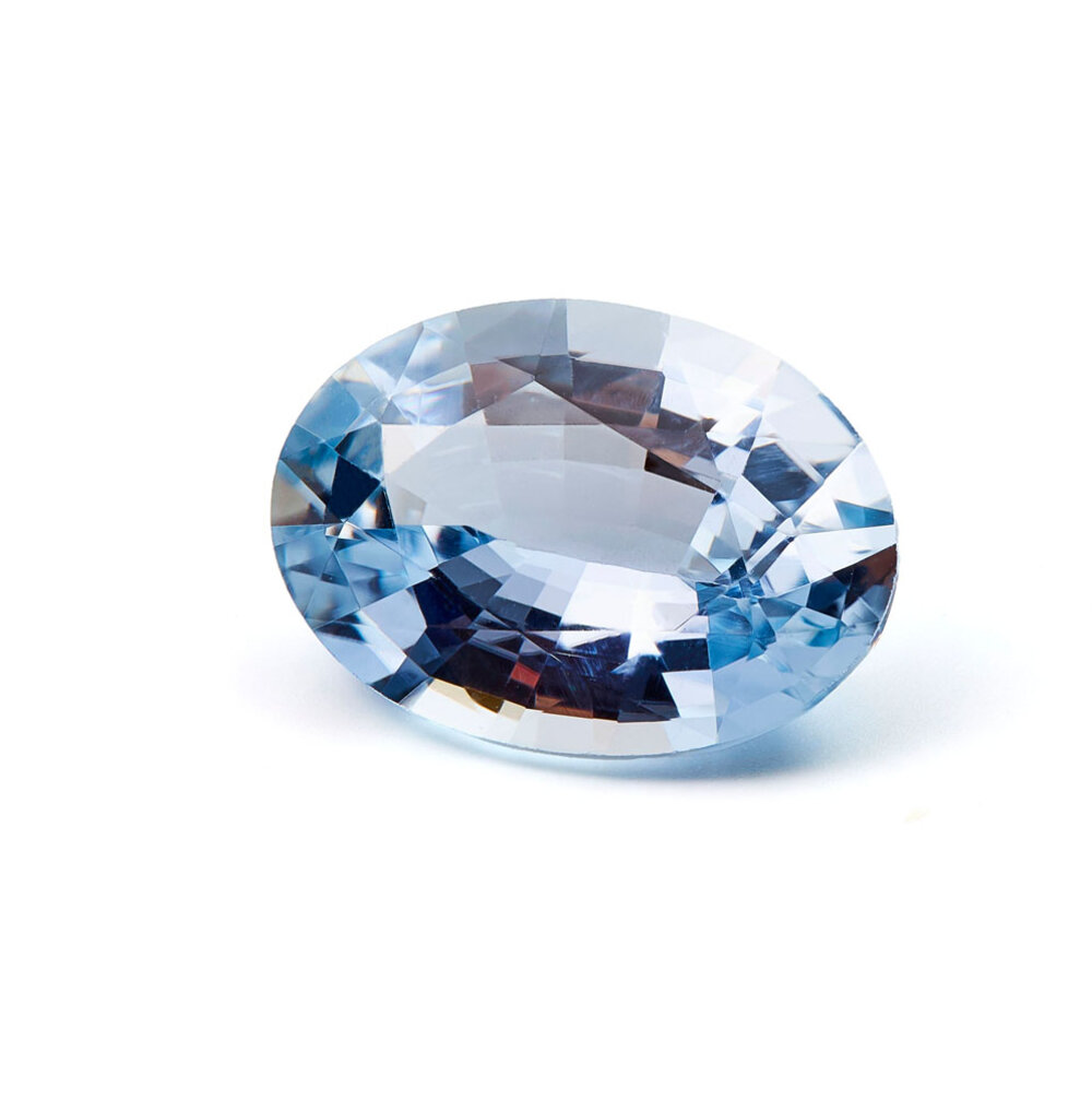 Safir, blå, oval fasett, 7,00 x 5,00 mm 