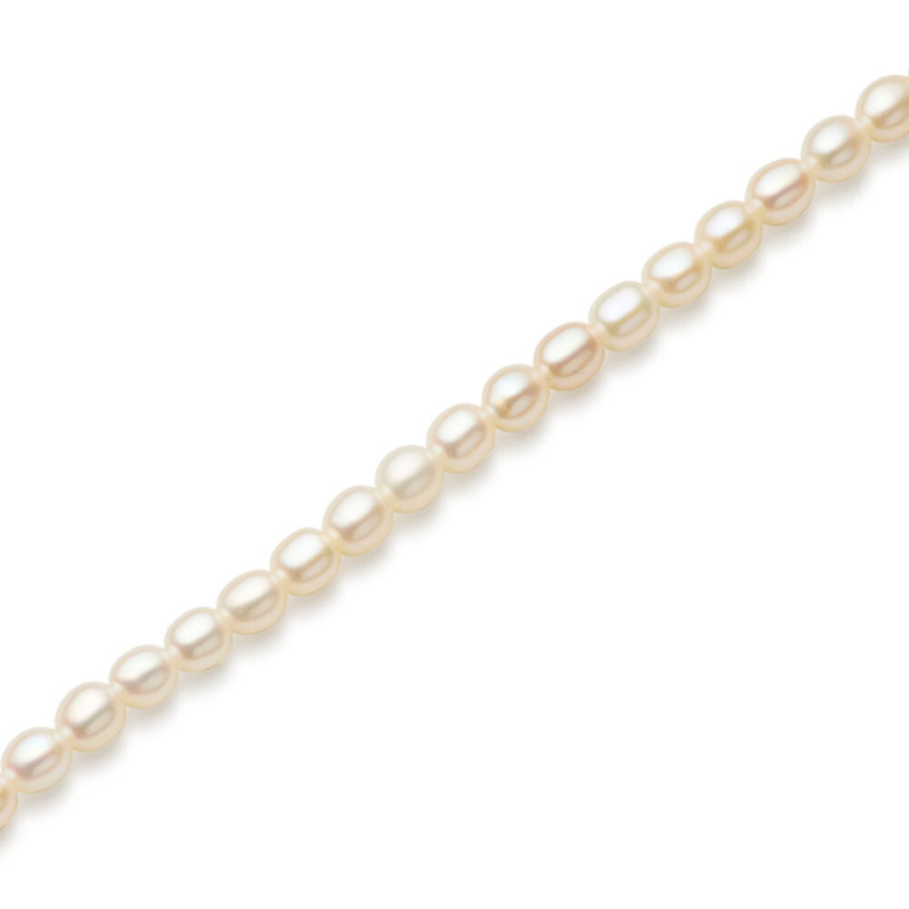 Chain with rice-shaped freshwater pearls, cultured