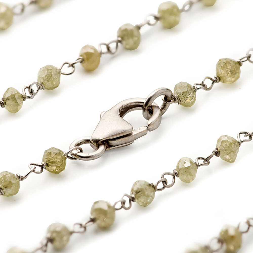 Grey raw diamond necklace, 27.03 carat  