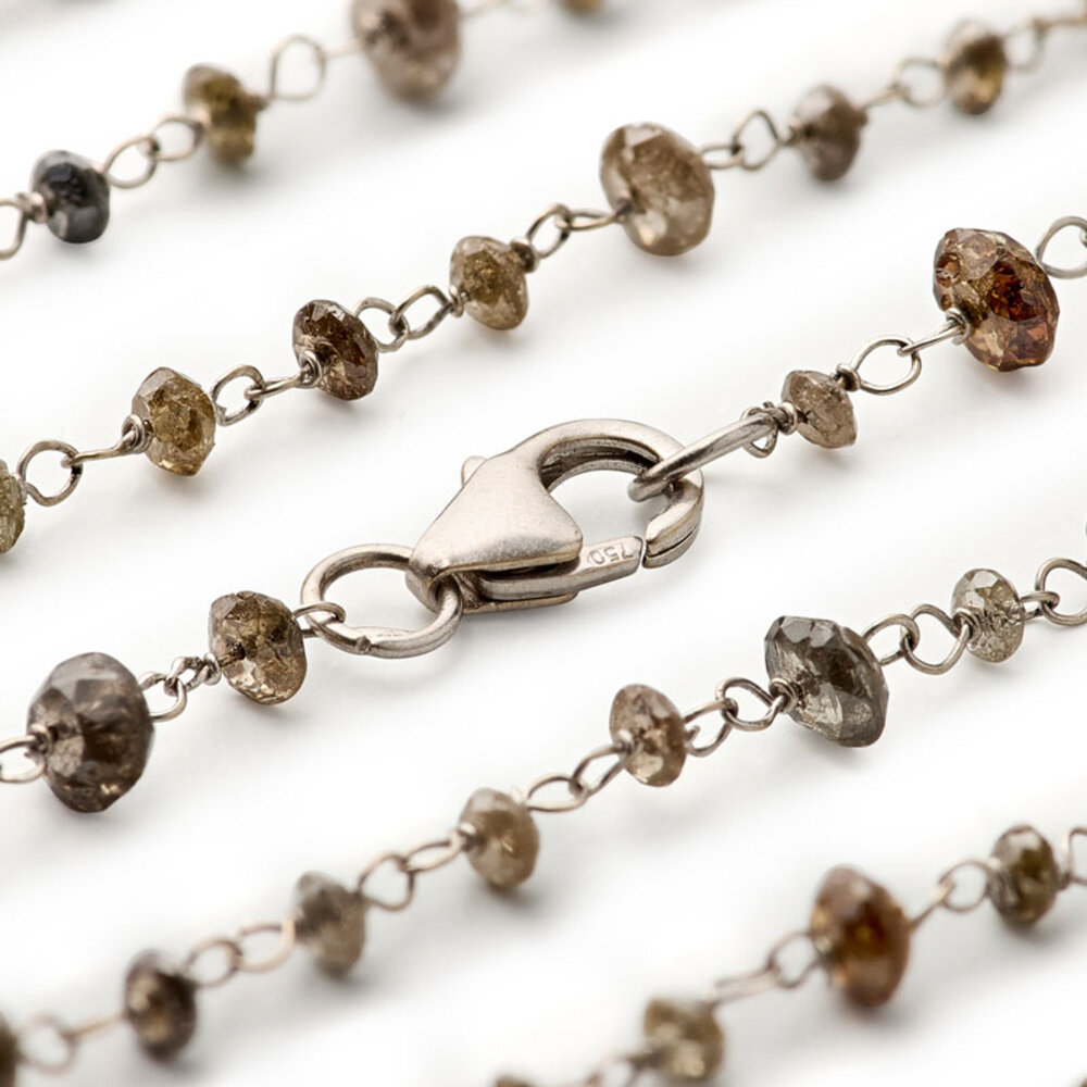 Brown raw diamond necklace, 27.03 carat 