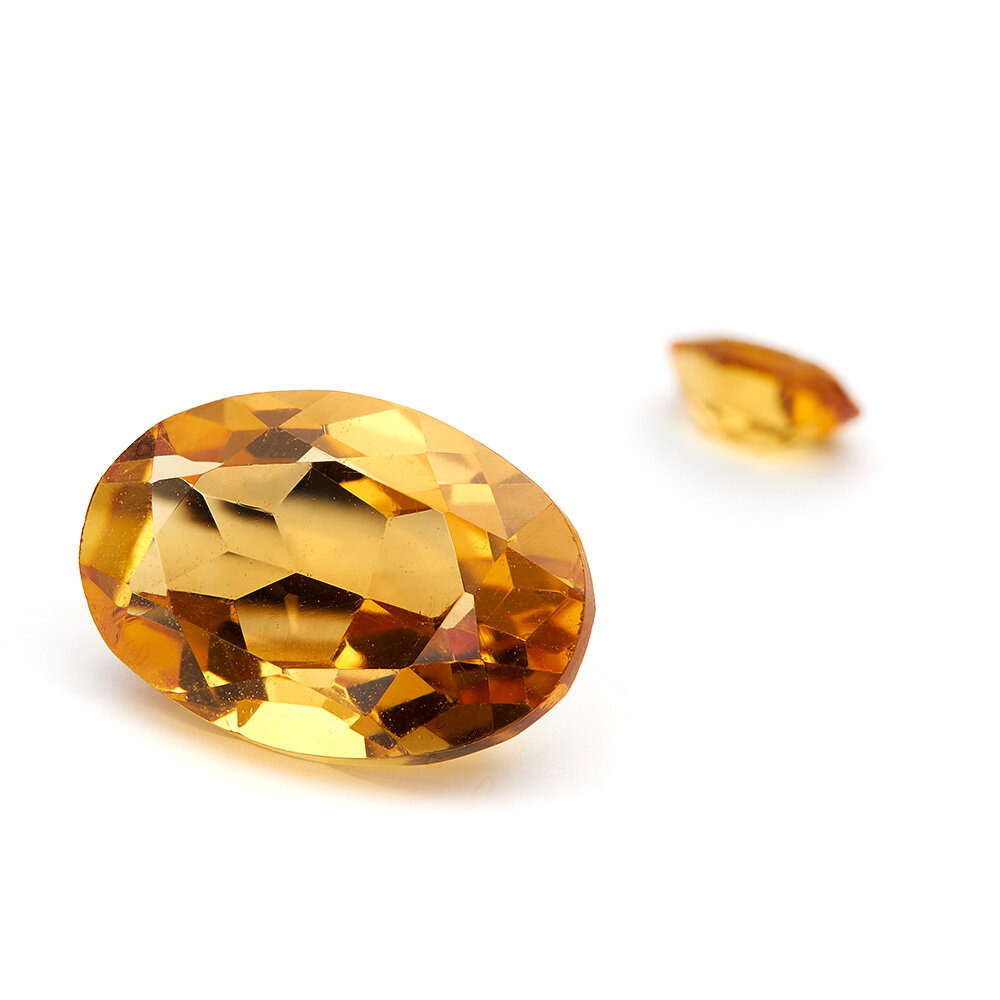 Citrine, oval diamond cut 
