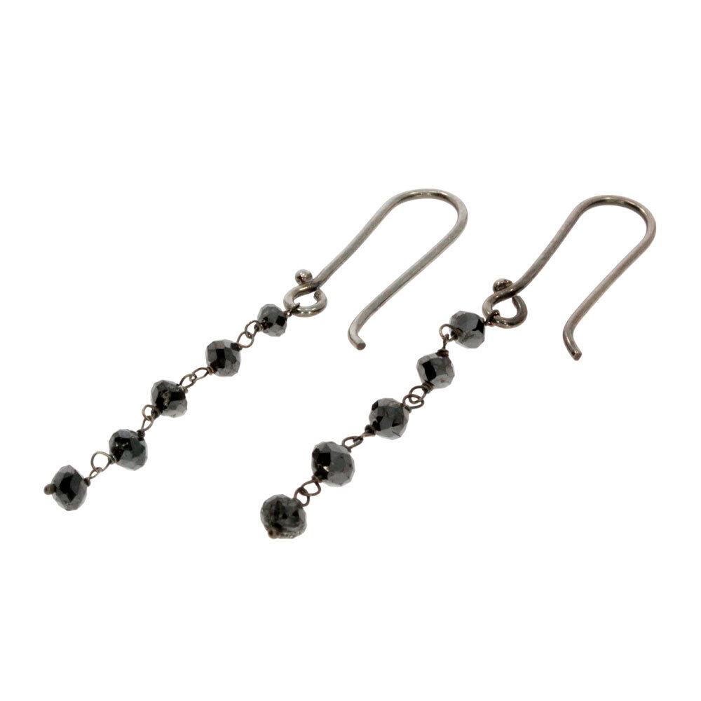 Earwires with black treated diamonds, 2.40 carat 