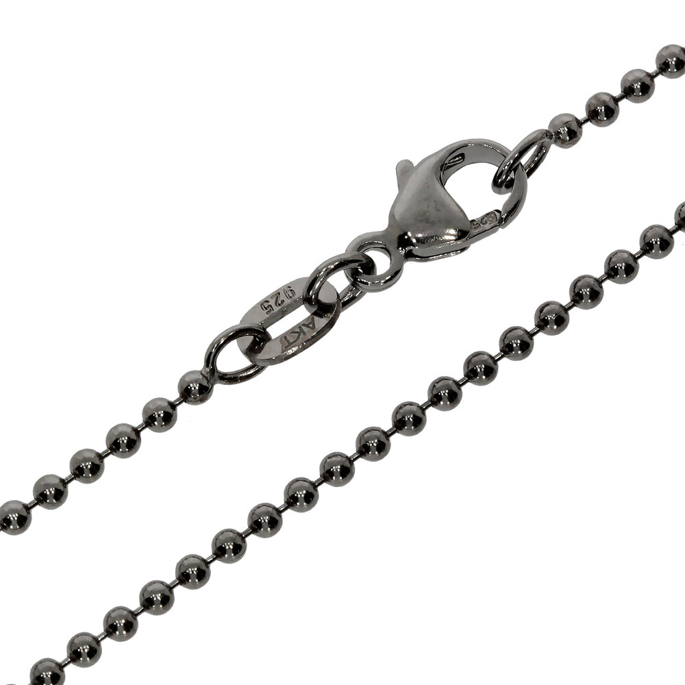 Necklace ball plain 925/- black ruthenium 