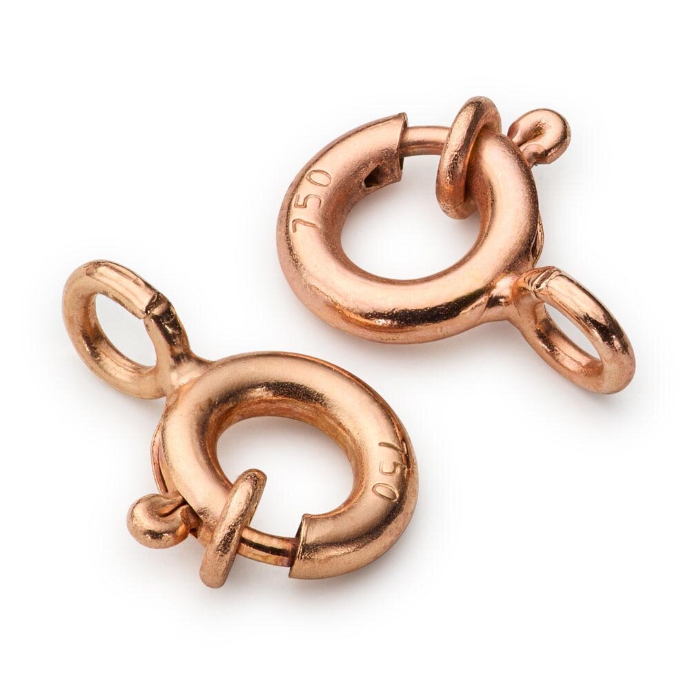 Spring ring with bolt 750/- red gold 