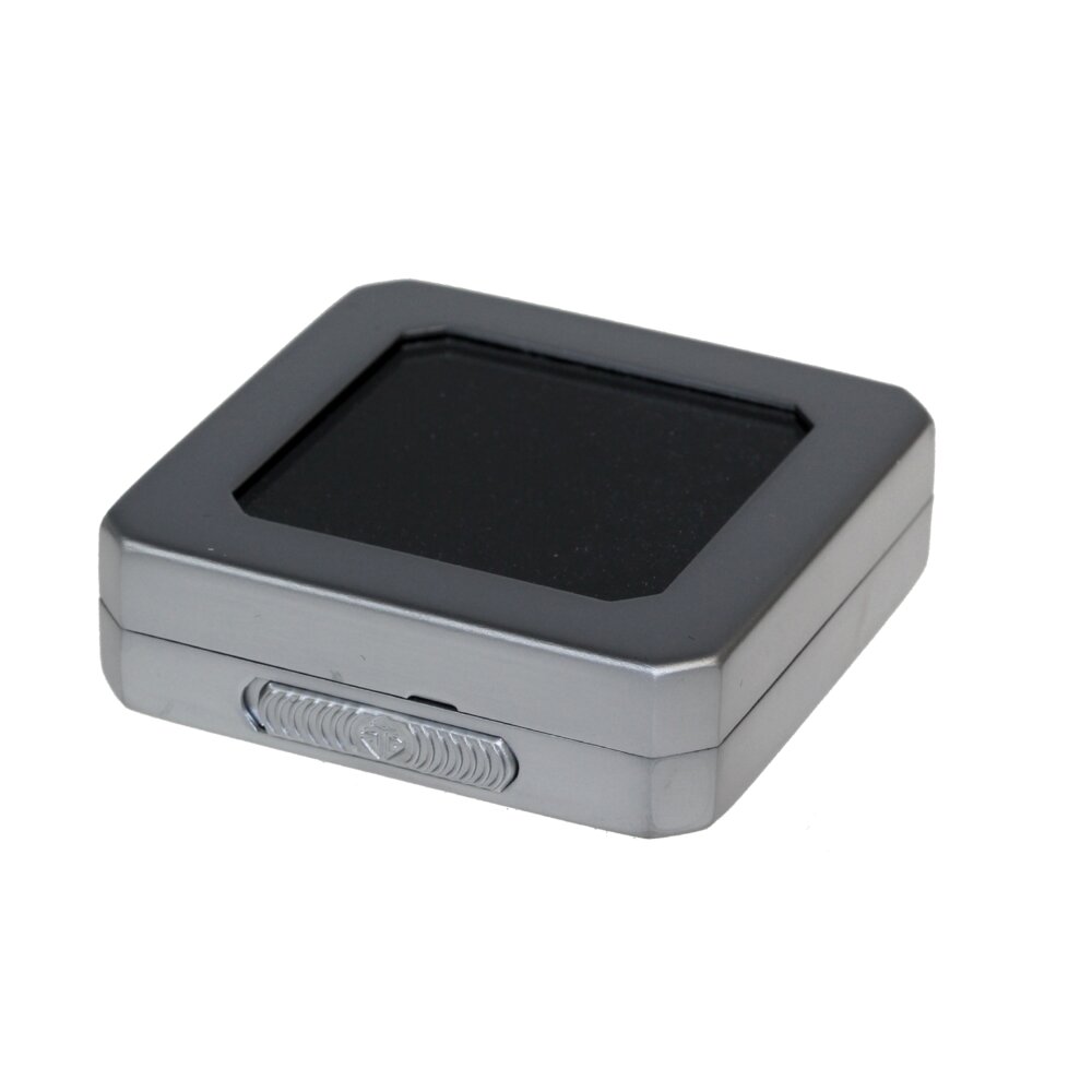 Gem Display Box, grey plastic/black stuffing, medium 