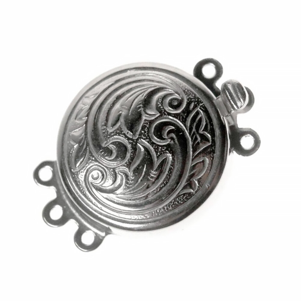 Round jewelry clasp with antique pattern 925/- 