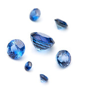 Blue sapphire, round diamond cut