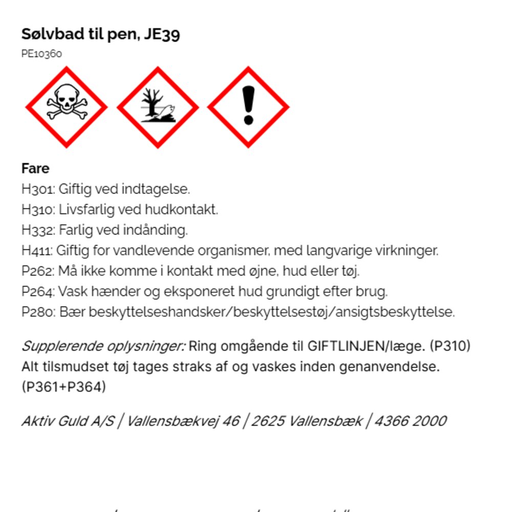 Pen-plating silver bath JE39, Jentner 