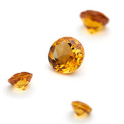 Citrine, round diamond cut