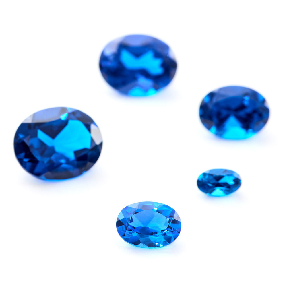 Synthetic blue spinel, oval diamond cut 