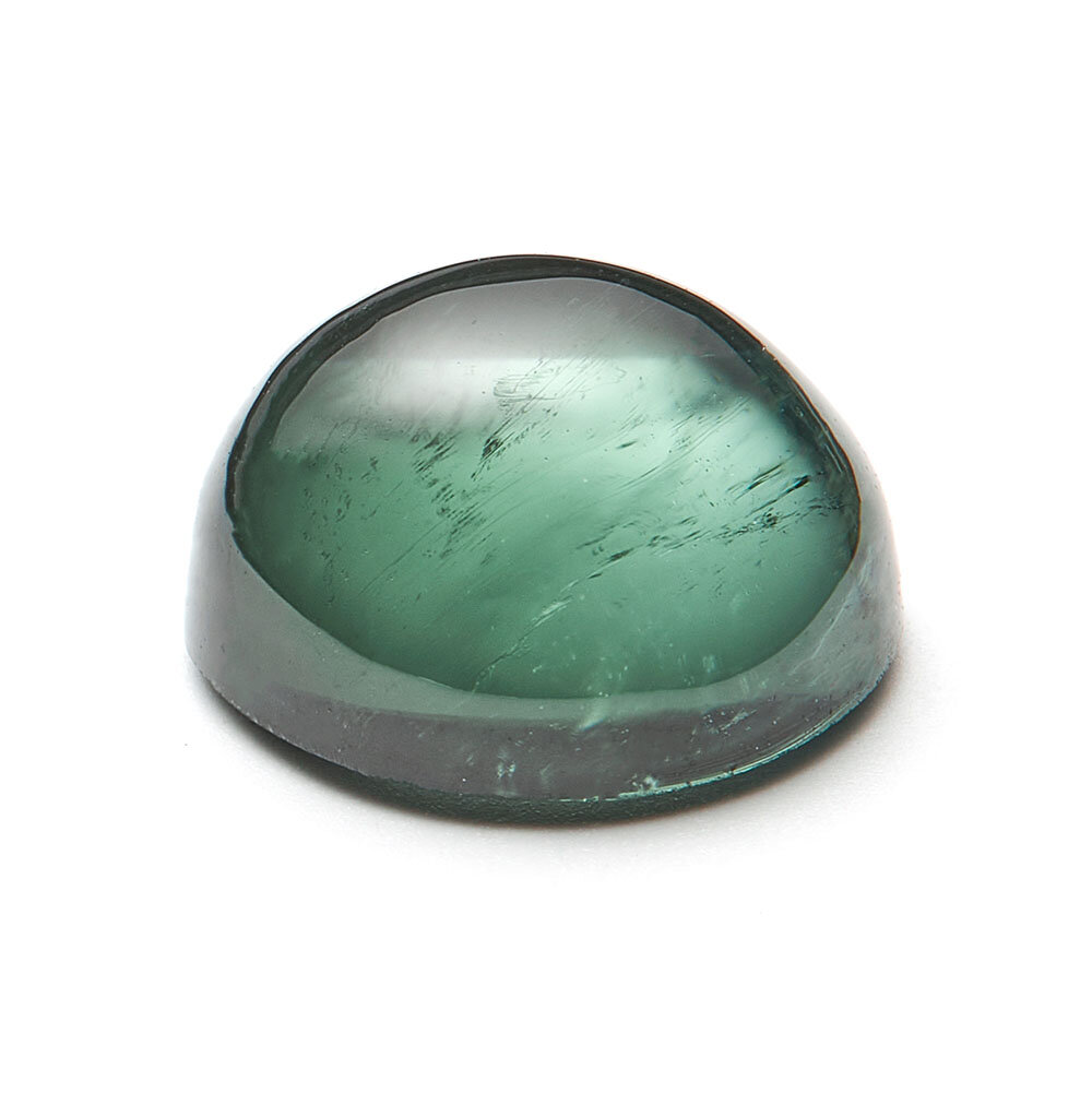 Tourmaline, green, round cabochon 