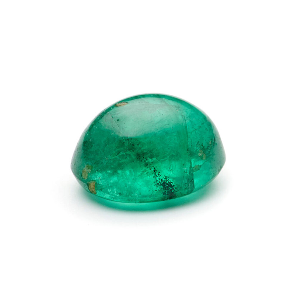 Emerald, oval cabochon, 4.70 x 3.70 mm 