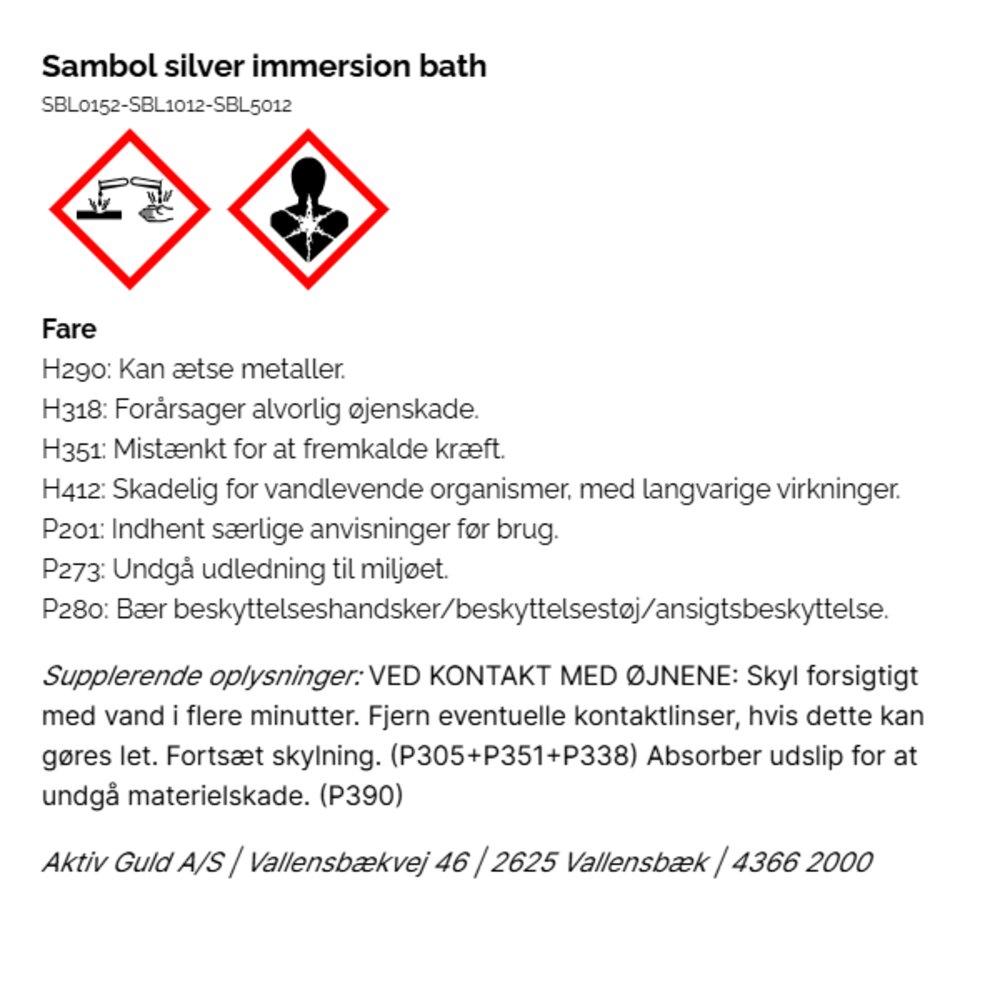 Silver immerse bath, 1 L. 