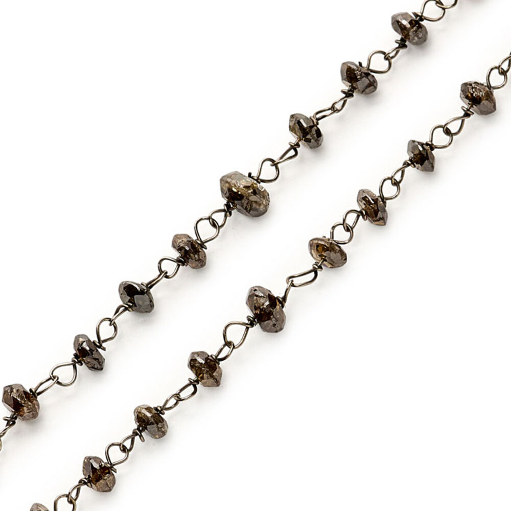 Black treated rough diamond necklace, 15.45 carat  