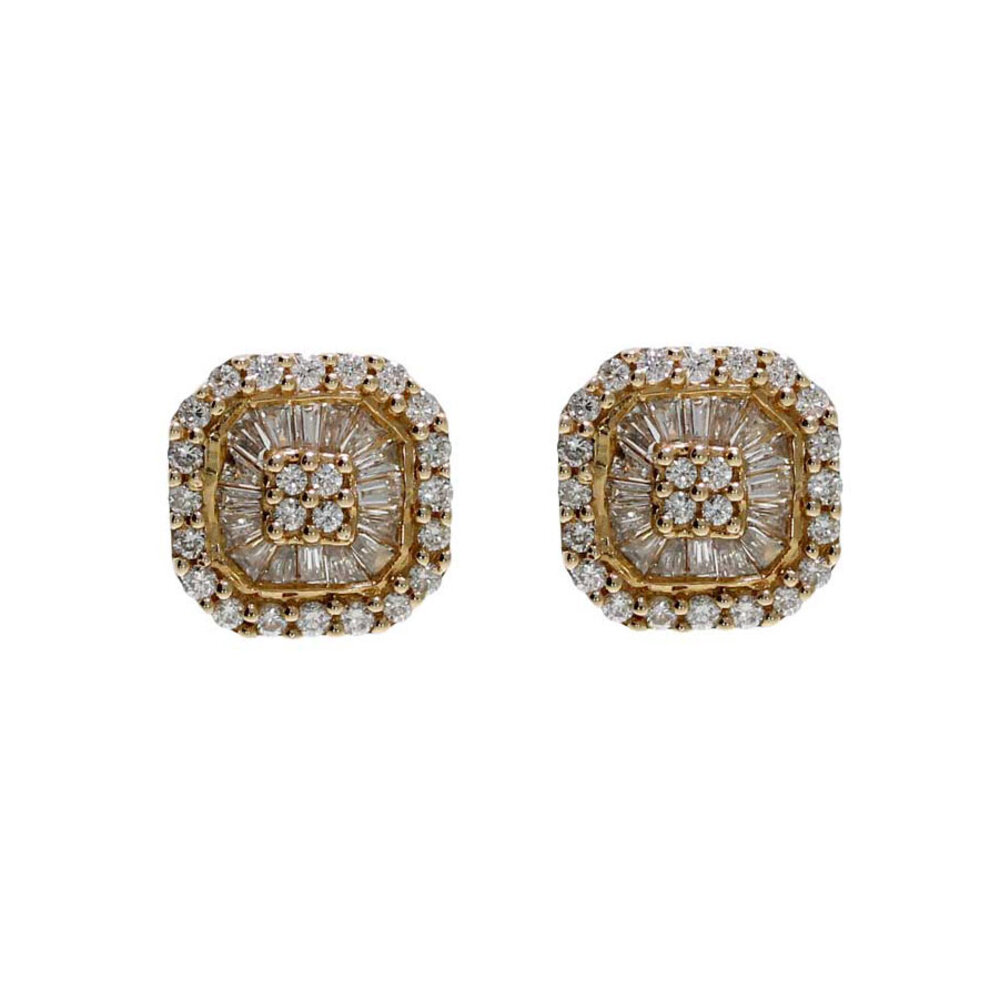 Diamond earstick, pizza square 0.75 carat 