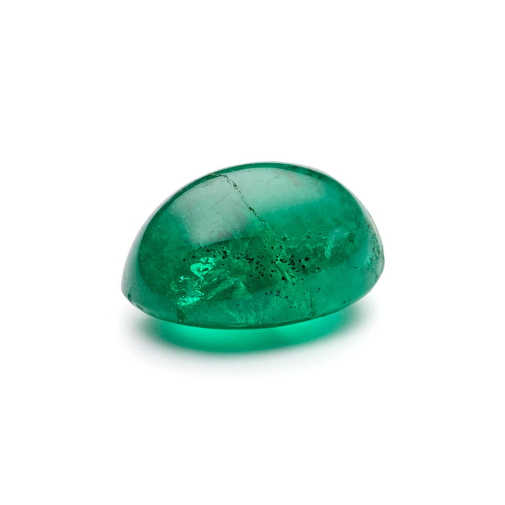 Emerald, oval cabochon, 5.80 x 4.00 mm 
