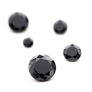 Synthetic black cubic zirconia, round diamond cut