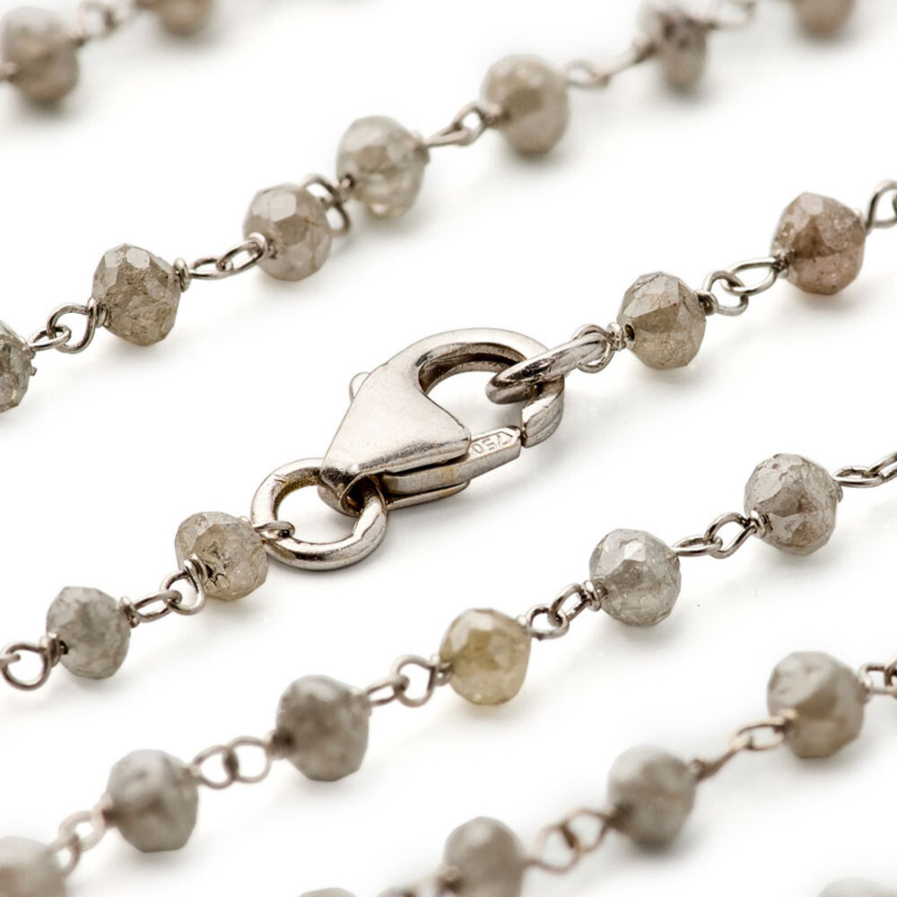 Grey rough diamond necklace, 13.49 carat 