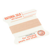 Silk bead cord, 100% natural silk, light rose, 2m