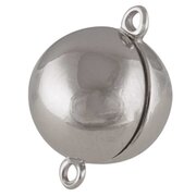 Blank rhodineret magnet-kuglelås, horisontal åbning 925/-