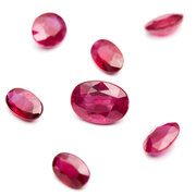 Ruby, oval diamond cut
