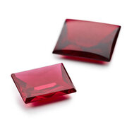 Synthetic ruby, antique rectangular
